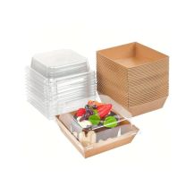 КУТИЯ СУШИ КАРТОН С ПЛЪТЕН ПЕТ КАПАК КРАФТ 11х12х3.5см х50