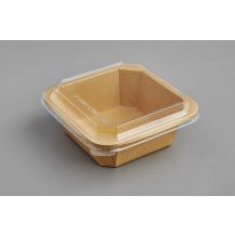 КУПА КАРТОН ОСМОЪГЪЛНА КРАФТ С ПЕТ КАПАК 17.8х17.8х6+3см 1200мл х50